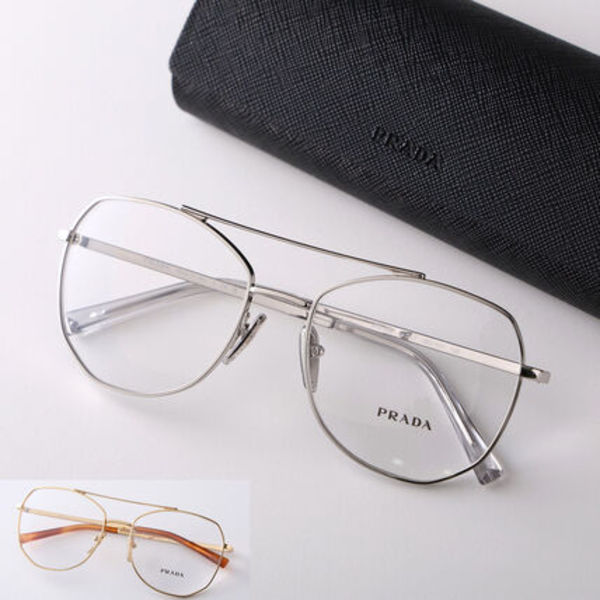 PRADA メガネ VPR A58 ポリゴン型 ダブルブリッジ