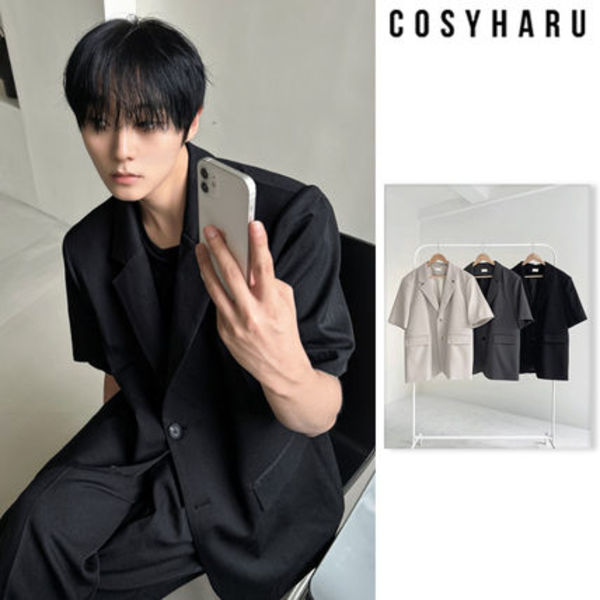 【COSYHARU】Two button half blazer jacket