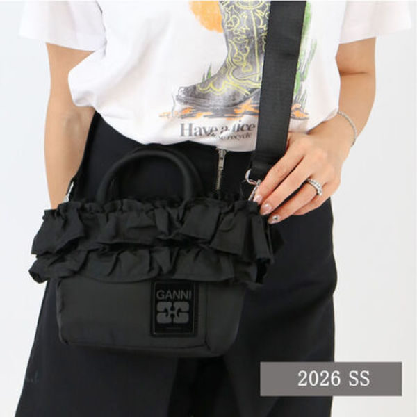 ■GANNI ショルダーバッグ Mini Shopper Ruffle B3010117 A7187