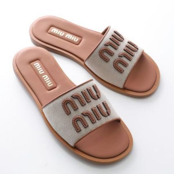 MIUMIU サンダル 5XX644 Q1D キャンバス×レザー