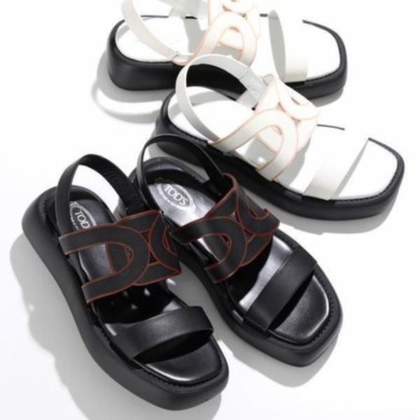 TODS レザーサンダル XXW11K0IF10MID ダブルベルト スクエアトゥ