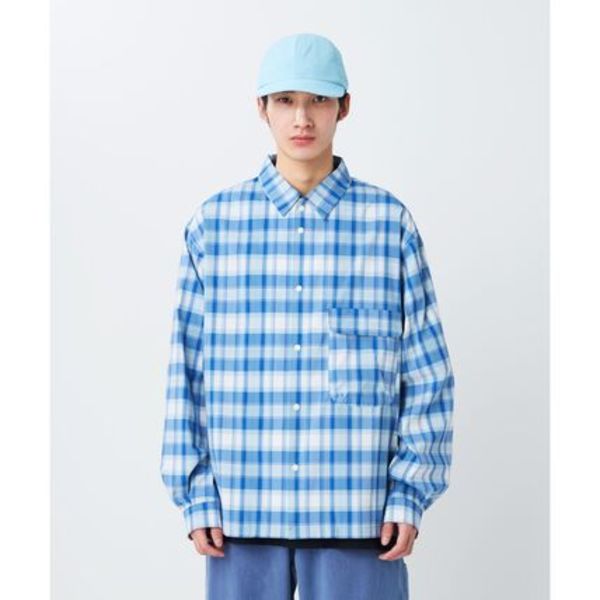 SNOW PEAK MEN'S FADE CHECK WIND RESISTANT OVERSHIRT