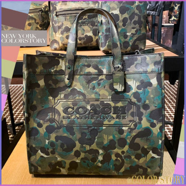 【COACHブティック】●完売の人気トート●迷彩カモ ストラップ付