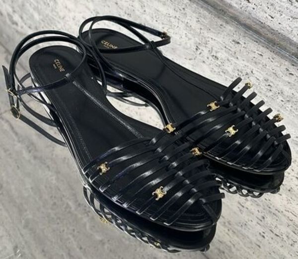 CELINE CAGE FLAT SANDAL IN GOATSKIN