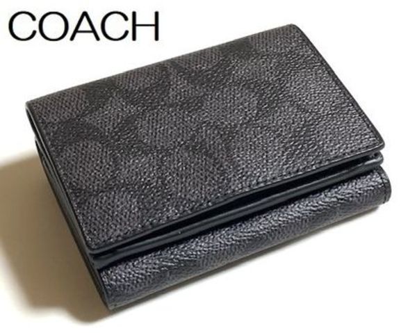 安心国内 即発 COACH シグネチャー 小銭入れ付き 三つ折り財布