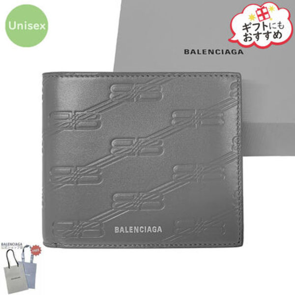 BALENCIAGA BBモノグラム 二つ折り財布 718395 210JS 1404