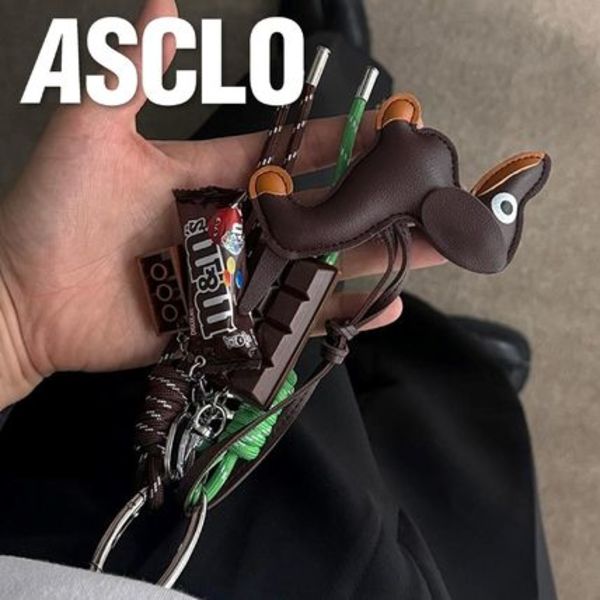 Dachshund Charm Leather Key Ring (4type)