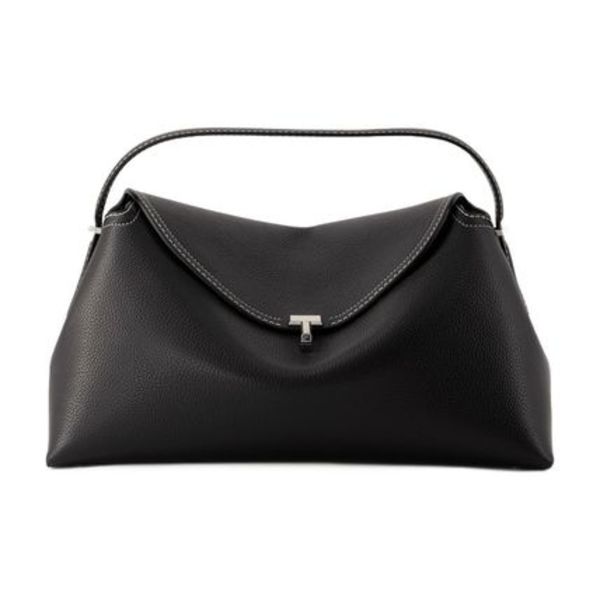 T-Lock Top Handle Bag - Toteme - Leather - Black