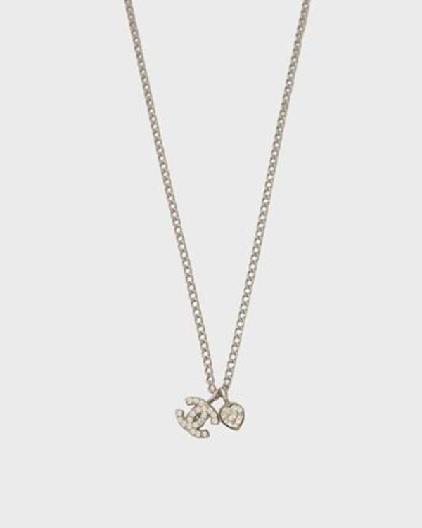 CHANEL COCOラインストーンハートネックレス