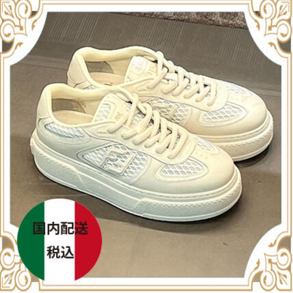 FENDI★マッチホワイトレザー&メッシュスニーカー★税・送料込