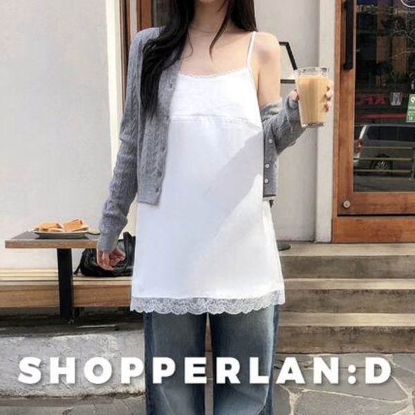 [SHOPPERMADE] Pure Satin Lace Sleeveless Mini Dress