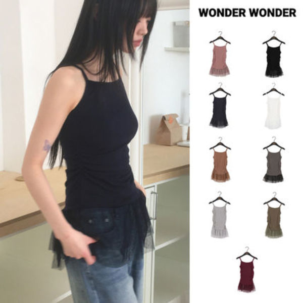 【WONDER WONDER】Portel see-through dot frill shirring N/S