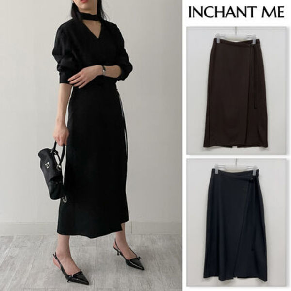 【INCHANT ME】O-ring H-line wrap skirt