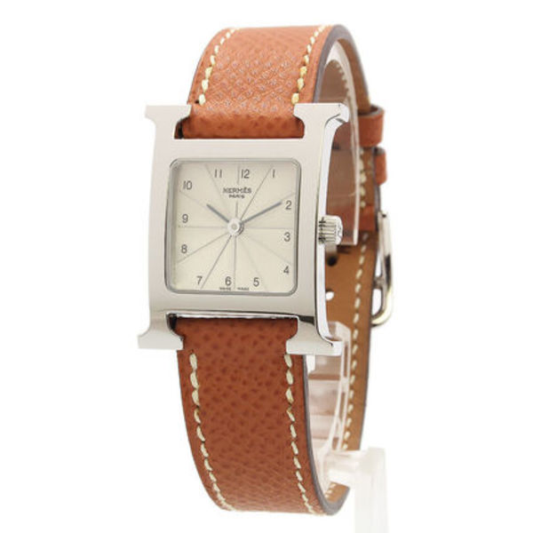 HERMES エルメス Hウォッチ ミニ 21mm ゴールド ブラウン 腕時計