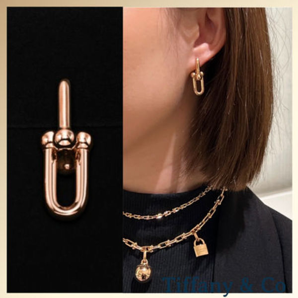 日本完売《Tiffany&Co》ハードウェアミディアムリンクピアス RG