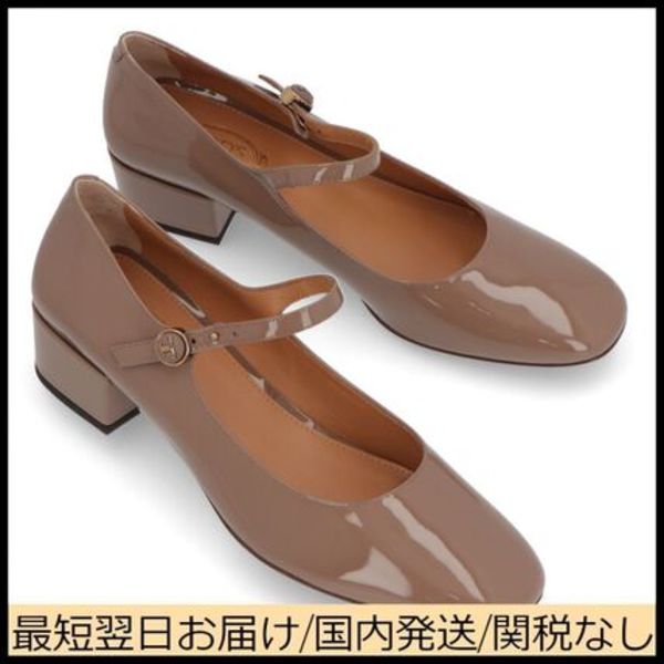 TOD'S パンプス  ブラック ピンクベージュ ロゴボタン