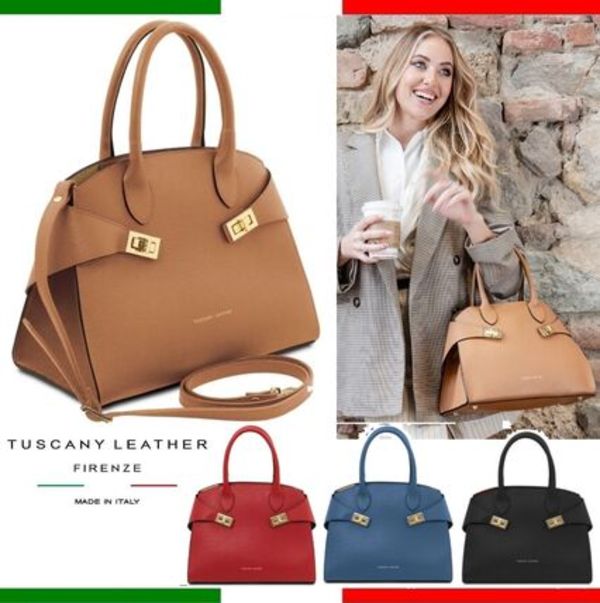 25AW【TUSCANY LEATHR】イタリア製シボ型押しレザーハンドバッグ