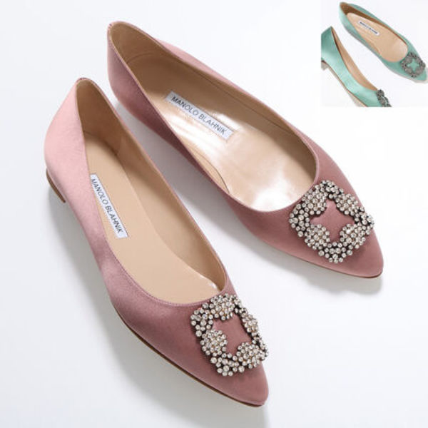 MANOLO BLAHNIK パンプス HANGISIFLAT FMC SATIN 010