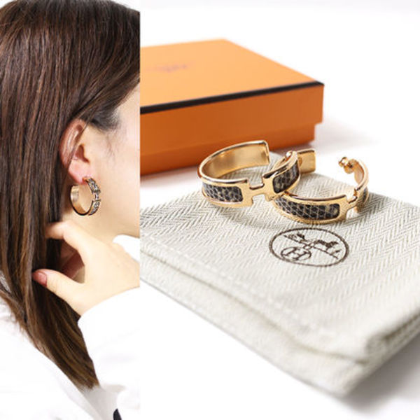 HERMES フープピアス Olympe GM Earrings Hモチーフ 081905CD