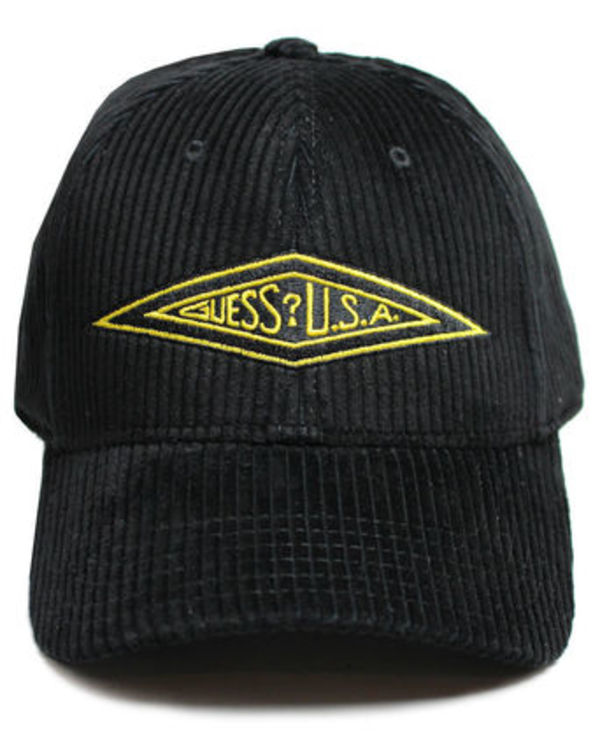 Guess Jeans U.S.A. Rhombus Curduroy Hat - Black キャップ