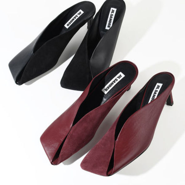【国内即発】JILSANDER レザー スクエアトゥ ハイヒールミュール