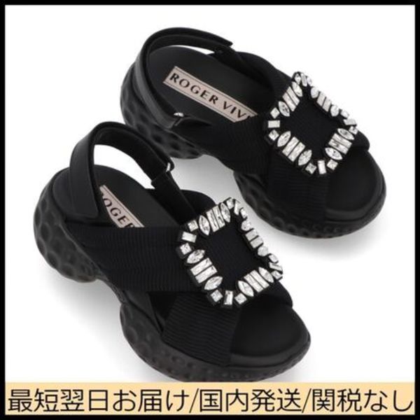 Roger Vivier サンダル ブラック ビジュー ラバーソール