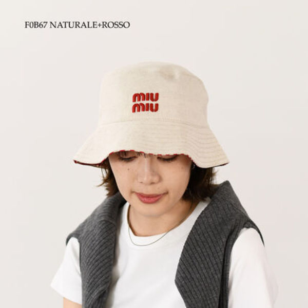 【国内即発】MIU MIU ポーチ付 リバーシブル  バケットハット