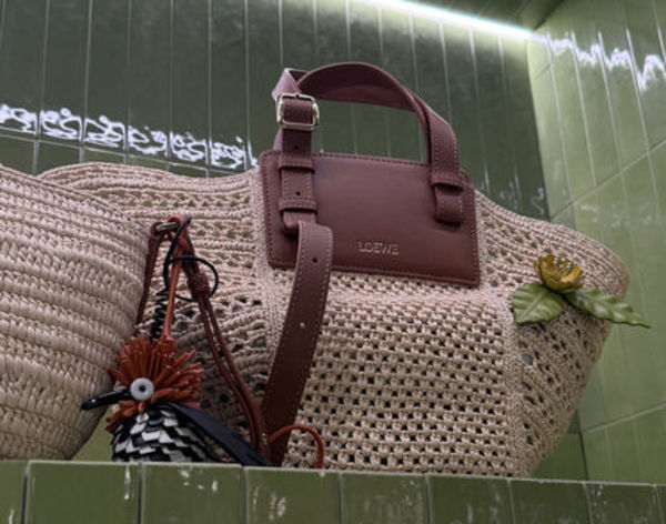 LOEWE☆ラフィアカーフレザー ミディアムハンモックジャケット