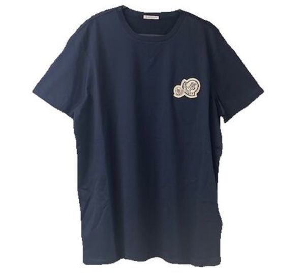 XL確保済◆関税無◆国内発送MONCLER 2連ロゴTシャツD.NAVYメンズ