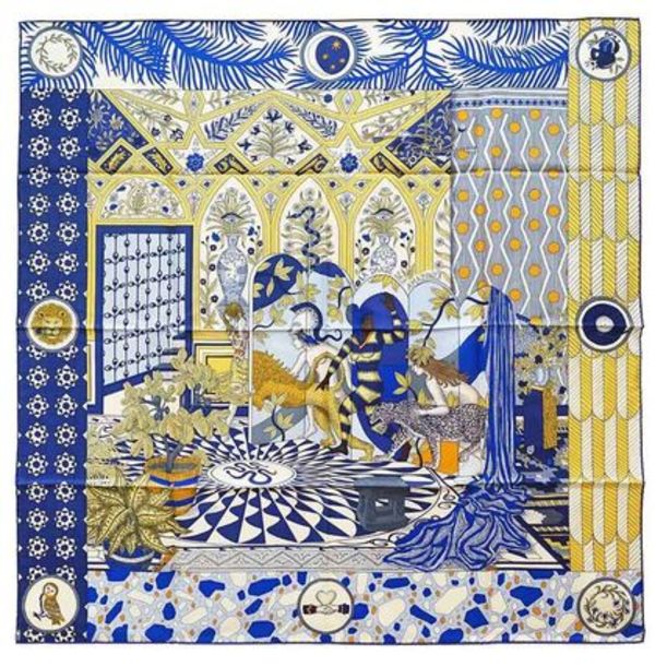 HERMES エルメス カレ 90 スカーフ シルク100% ブルーロイ