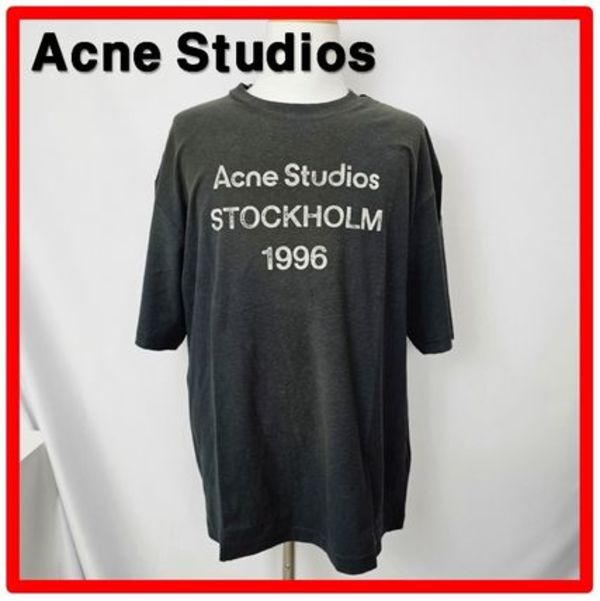 ★韓国の人気【Acne Studios】Logo T-Shirt Fade Black★