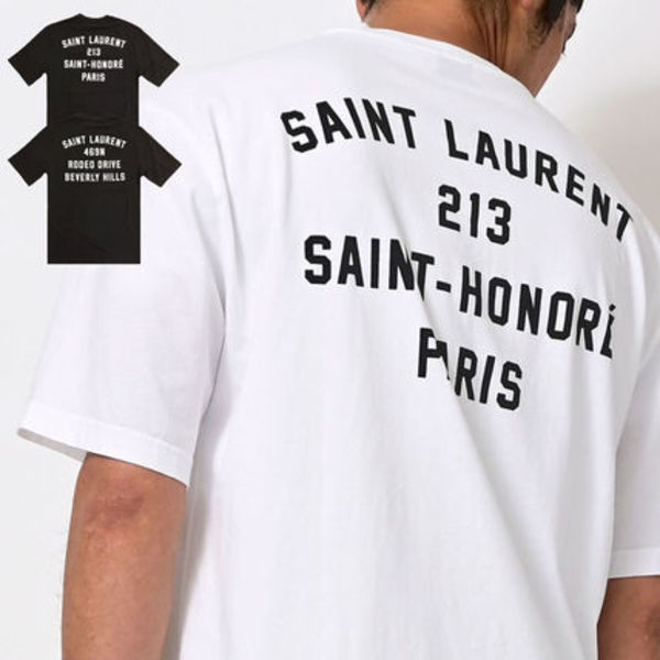 【最短翌日着】SAINT LAURENT リヴ・ドロワ 住所 ロゴ Tシャツ