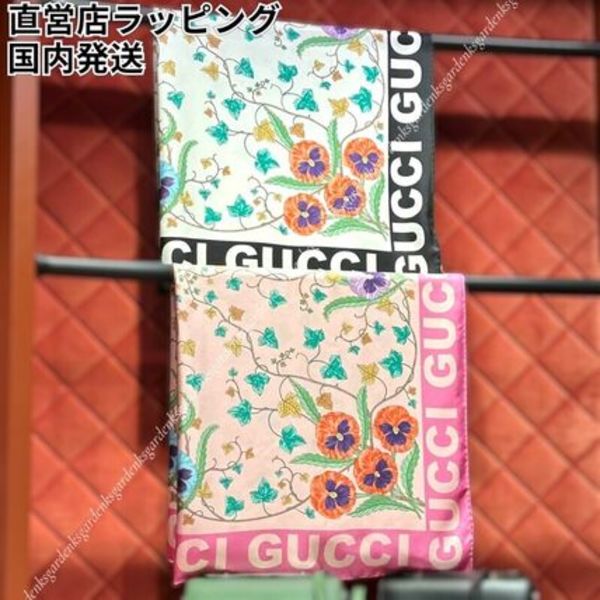 GUCCI★フローラル プリント シルク スカーフ★すぐ届く!
