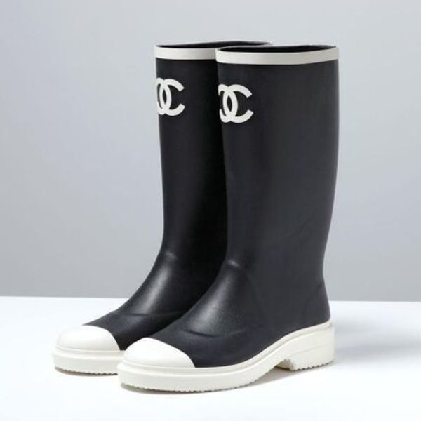 CHANEL レインブーツ G39620 B23123 ロングブーツ ラバー