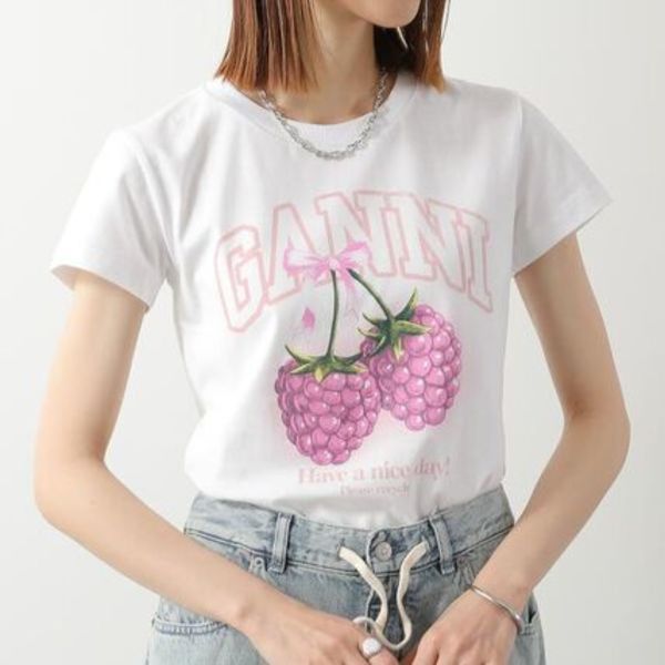GANNI 半袖 Tシャツ Baby Fit T-shirt Raspberry A1050185