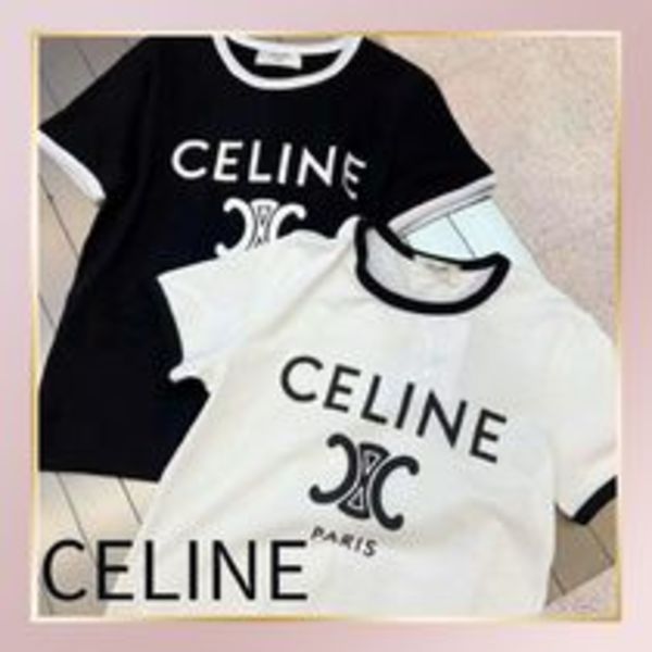 大人気!芸能人愛用【CELINE】トリオンフ PARIS ロゴ Tシャツ