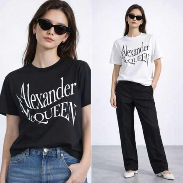ALEXANDER McQUEEN Tシャツ 半袖 プリント ロゴ WARPED 781403