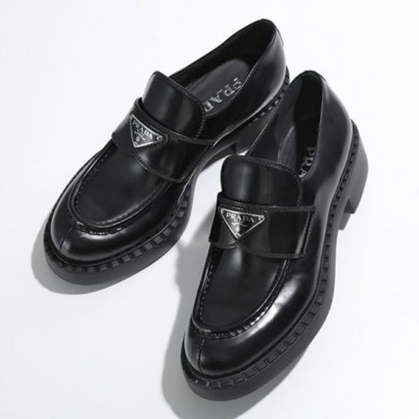 PRADA ローファー チョコレート 1D246M ULS ブラッシュドレザー