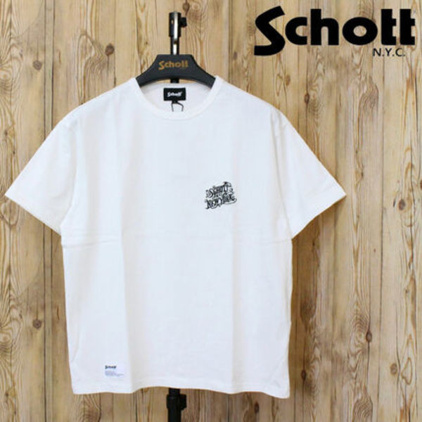 Schott ショット アラベスク 刺繍 コンパクト Tシャツ 半袖