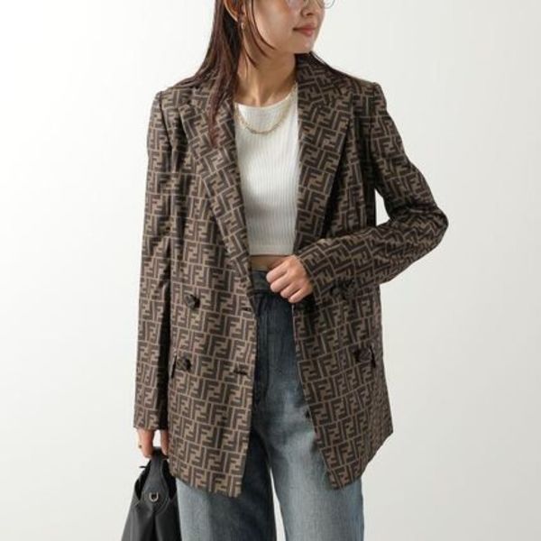 FENDI テーラードジャケット FJ7236 A8G3 シルク FFロゴ