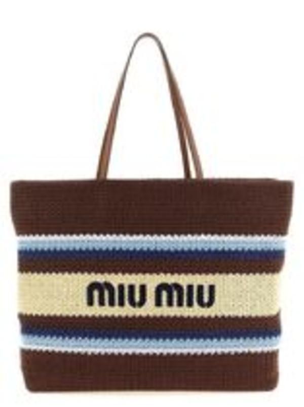 カラフル<MIU MIU>ラフィアエフェクトウーブン トートバッグ