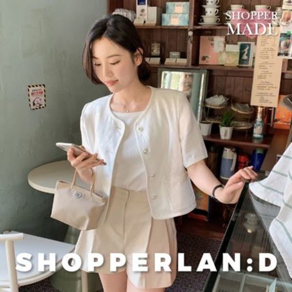 [SHOPPERMADE] アンティークボタン半袖ジャケット