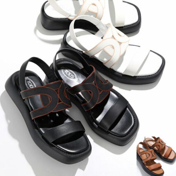 TODS レザーサンダル XXW11K0IF10MID ダブルベルト スクエアトゥ