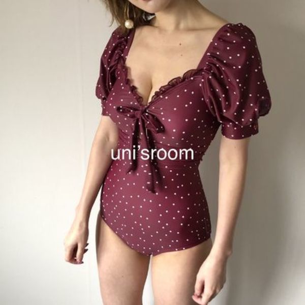uni's room■クラシカルロイヤル フリルドット パフスリーブ水着