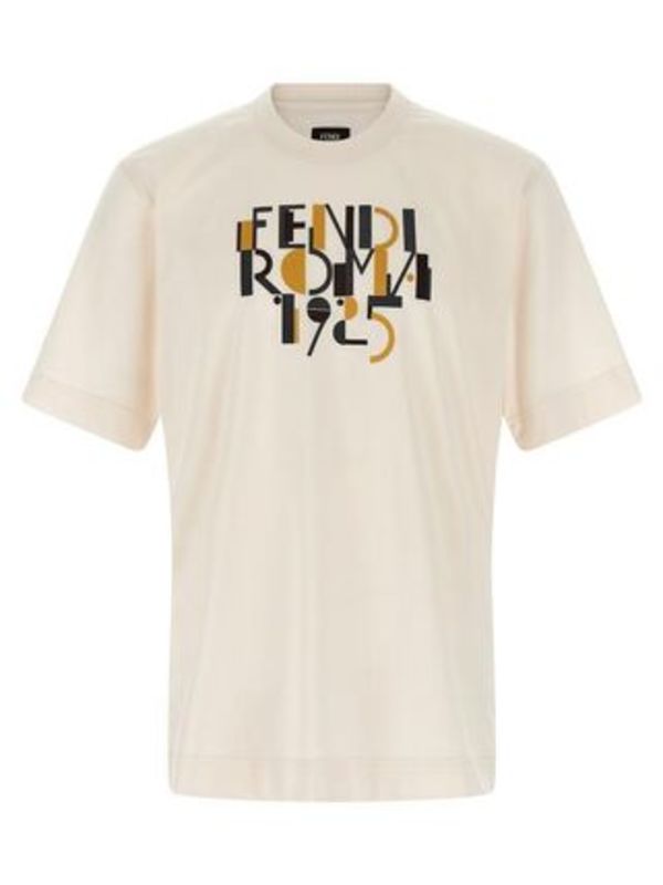 国内発 FENDI ロゴコットンクルーネック半袖Tシャツ