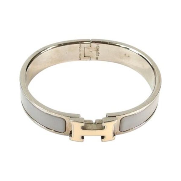 HERMES クリックH ブレスレット ホワイト×グレー 11410