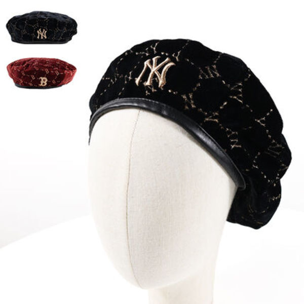 MLB Korea ベレー帽 3ACBVG016 モノグラム ベルベット
