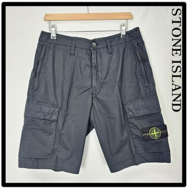 関税込★STONE ISLAND★バミューダ コットンカーゴショーツ★BK