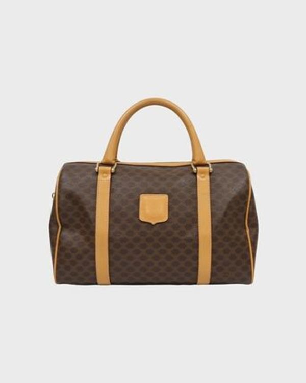 CELINE マカダム柄ブラゾン刻印ボストンバッグ