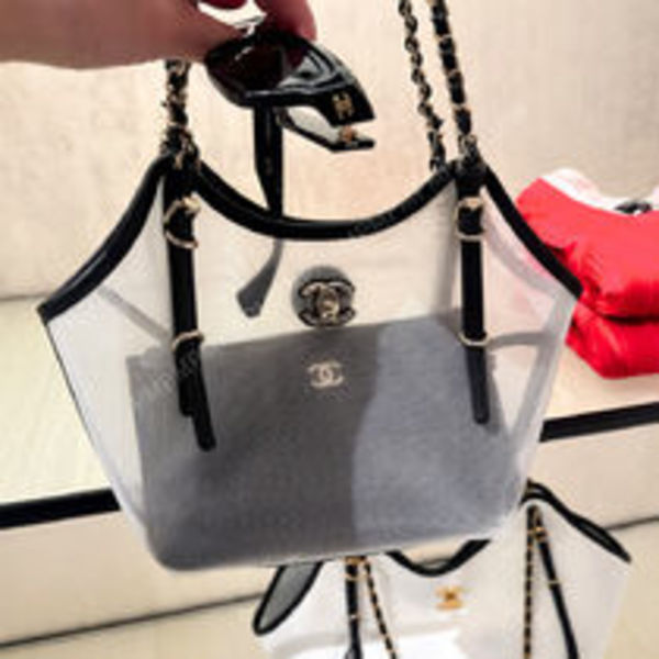 【CHANEL】ココビーチ メッシュ リゾート トートバッグ ポーチ付